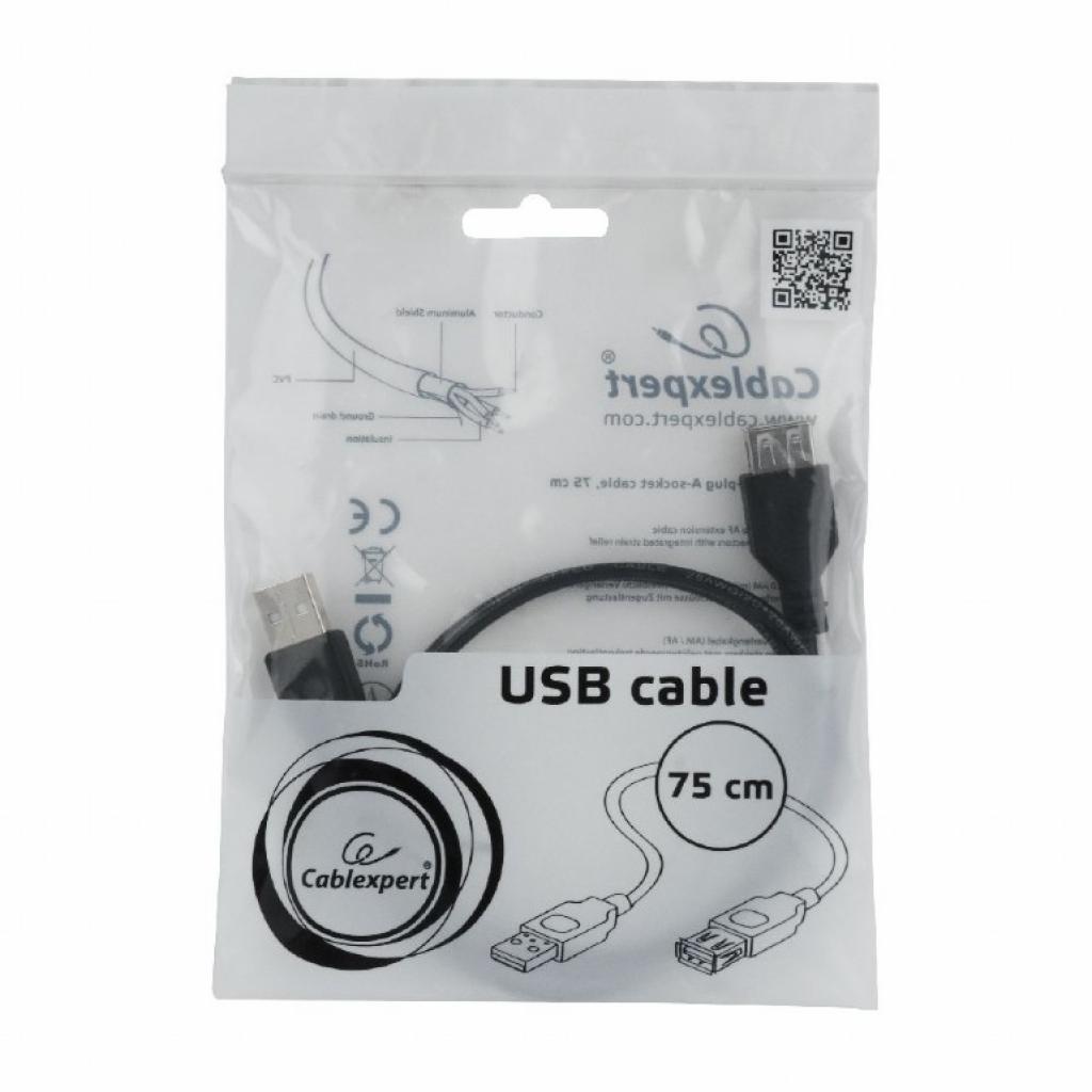 Дата кабель USB 2.0 AM/AF 0.75m Cablexpert (CC-USB2-AMAF-75CM/300-BK) зображення 4