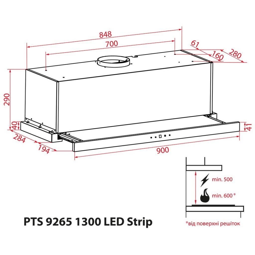 Вытяжка кухонная Weilor PTS 9265 BL 1300 LED Strip изображение 12