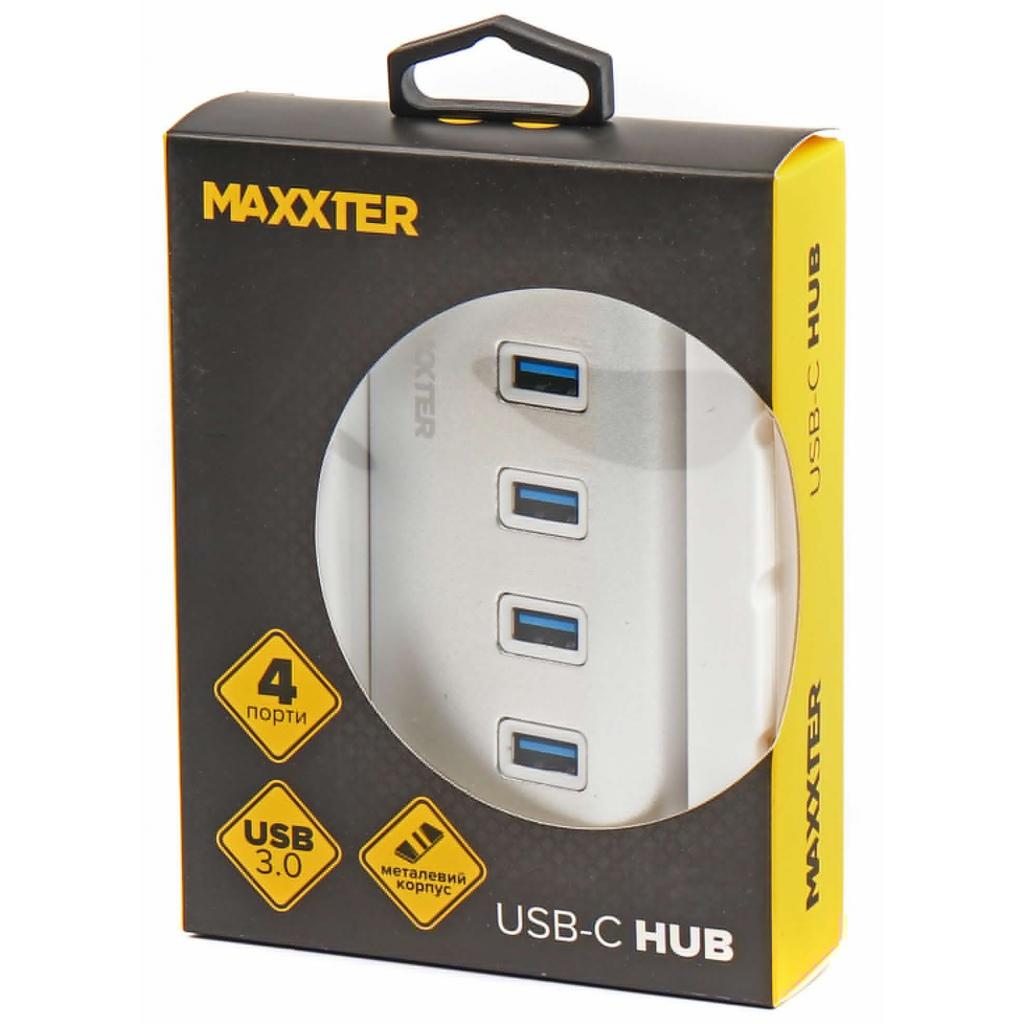 Концентратор Maxxter USB 3.0 Type-C 4 ports silver (HU3С-4P-01) изображение 4