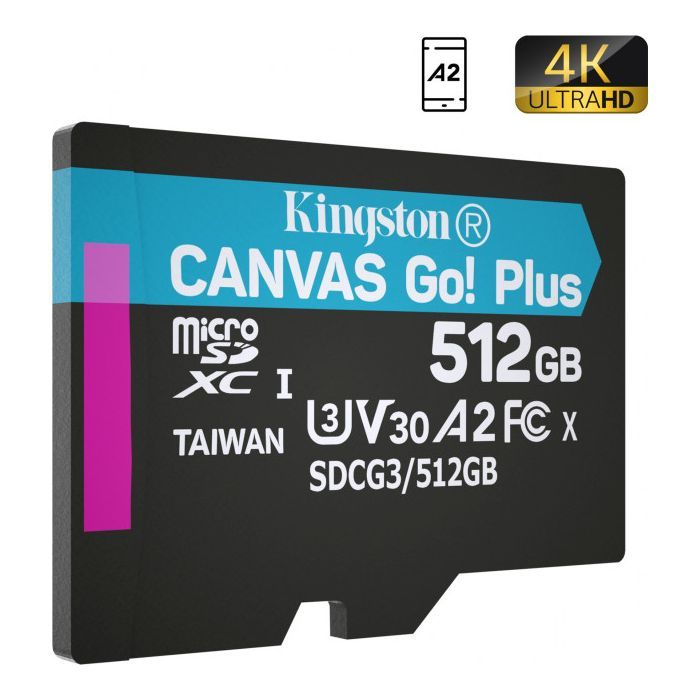 Карта памяти Kingston 512GB microSDXC class 10 UHS-I/U3 Canvas Go Plus (SDCG3/512GBSP) изображение 2