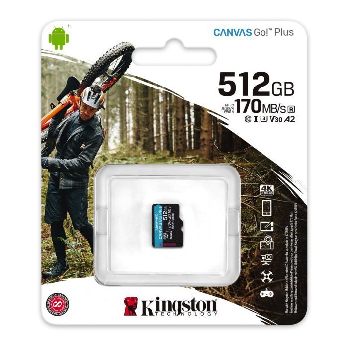 Карта памяти Kingston 512GB microSDXC class 10 UHS-I/U3 Canvas Go Plus (SDCG3/512GBSP) изображение 6