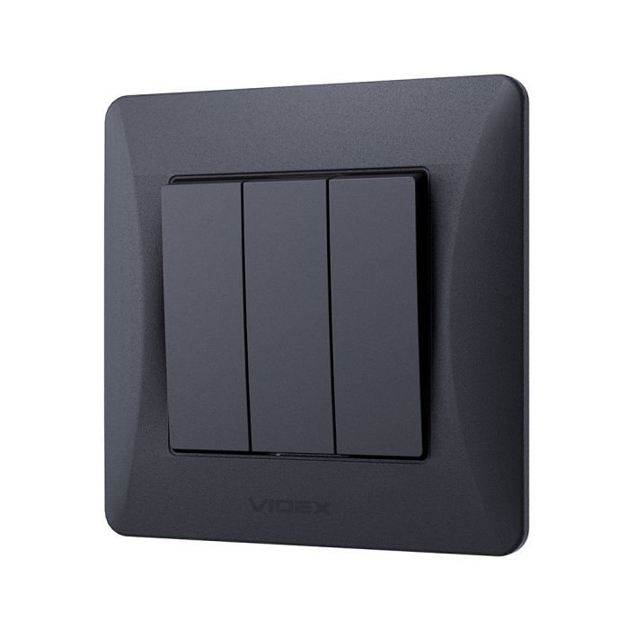 Выключатель Videx BINERA 3кл черный графит (VF-BNSW3-BG)