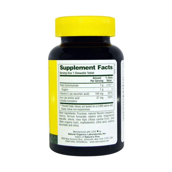 Минералы Natures Plus Железо с Витамином С, Chewable Iron, 90 жевательных таблето (NAP-03421) изображение 2