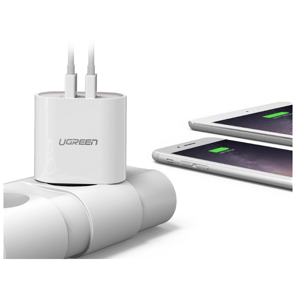 Зарядное устройство Ugreen CD104 2xUSB 3.4A Charger (White) (20384) изображение 5