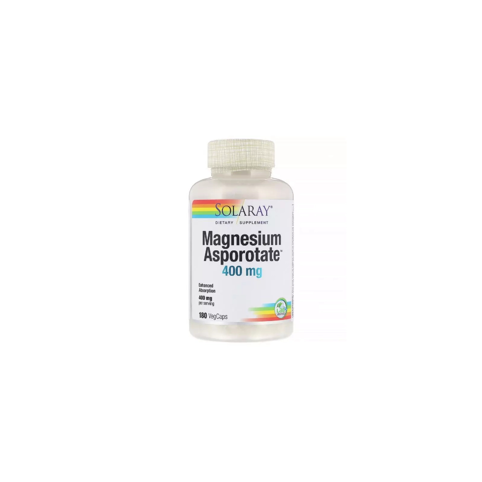 Минералы Solaray Аспартат Магния, Magnesium Asporotate, 400 мг, 180 Капсул (SOR-13223)