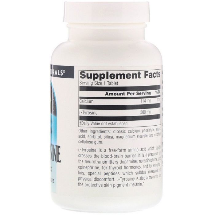 Аминокислота Source Naturals L-Тирозин 500 мг, L-Tyrosine, 100 таблеток (SNS-00190) изображение 2