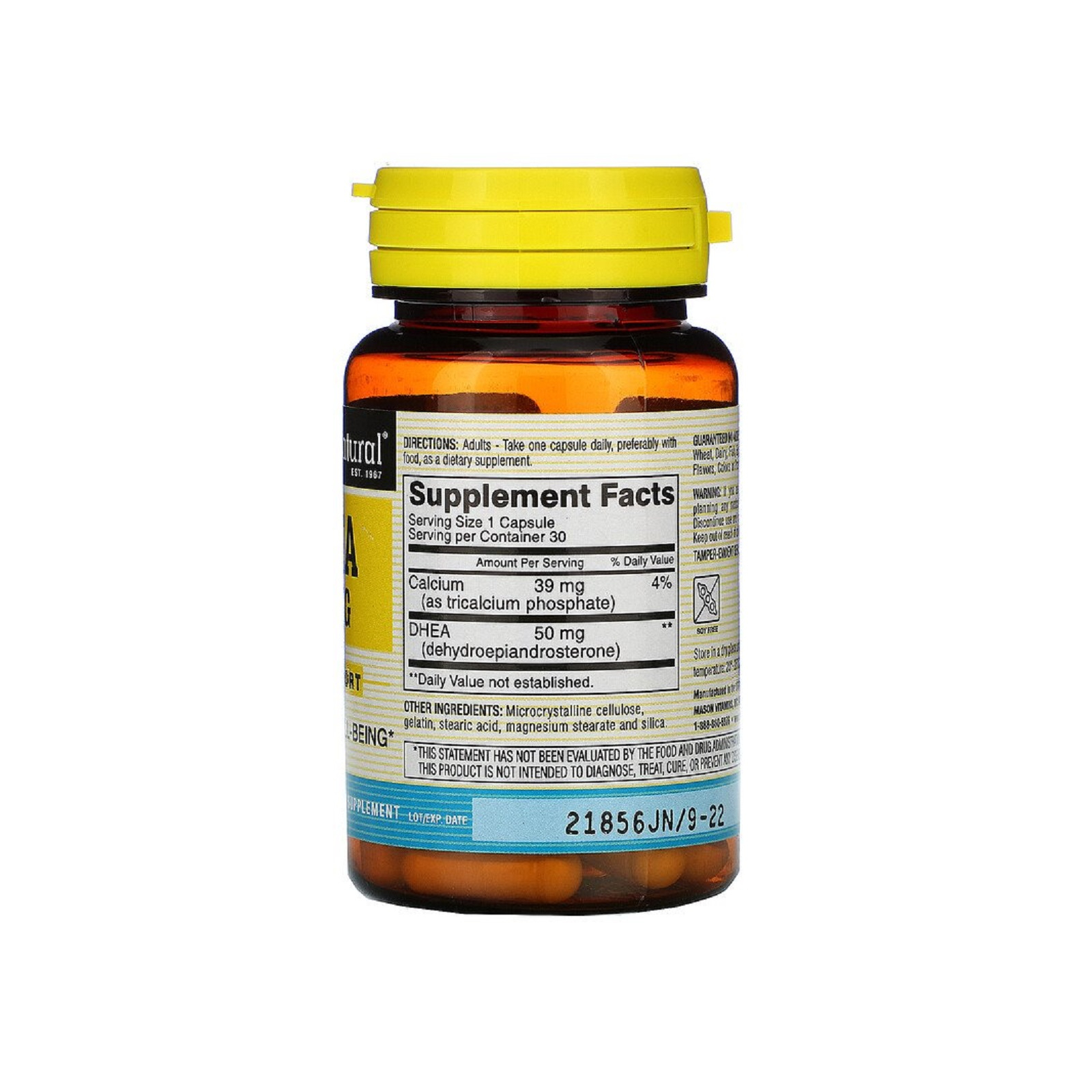 Вітамінно-мінеральний комплекс Mason Natural Дегідроепіандростерон 50 мг, DHEA, 30 капсул (MAV-11308) зображення 2