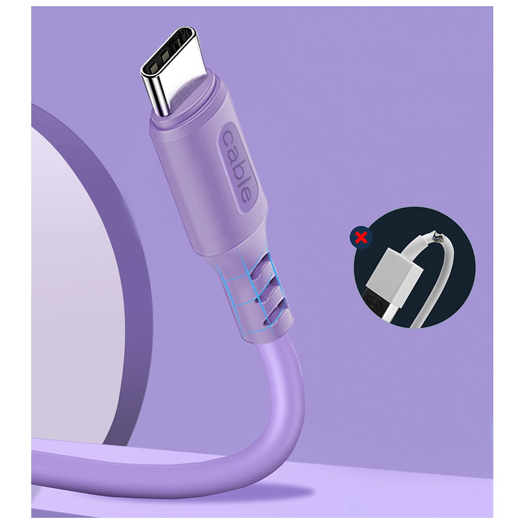Дата кабель USB 2.0 AM to Micro 5P 1.0m soft silicone violet ColorWay (CW-CBUM044-PU) изображение 3