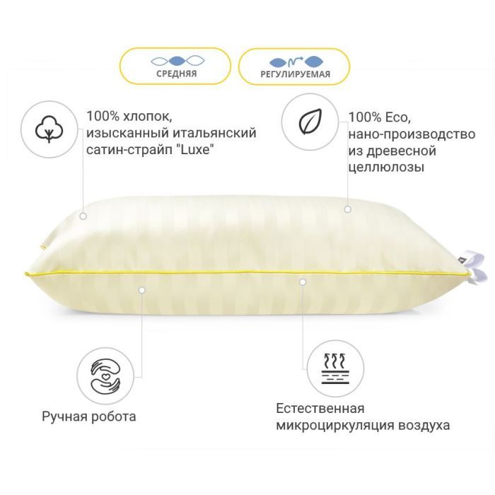 Подушка MirSon антиаллергенная Carmela Eco-Soft Hand Made 493 средняя 60х60 (2200000625410) изображение 2