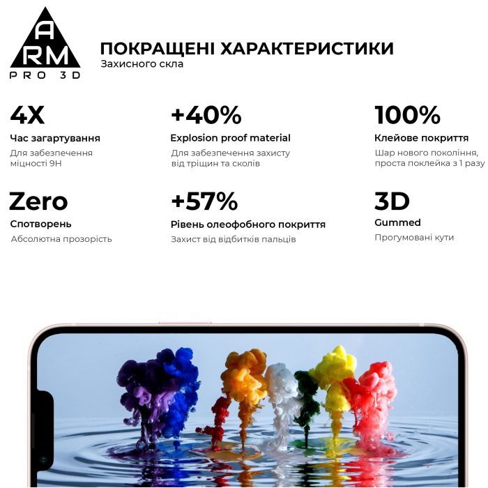 Стекло защитное Armorstandart Pro 3D Apple iPhone 13 Pro Max Black (ARM60265) изображение 3