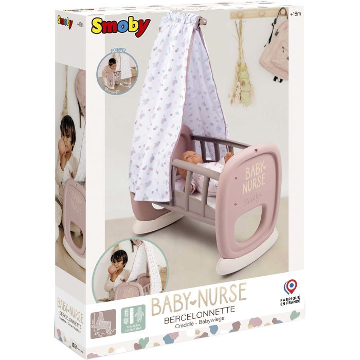 Игровой набор Smoby Toys Колыбель Baby Nurse с балдахином Серо-розовая (220373) изображение 2
