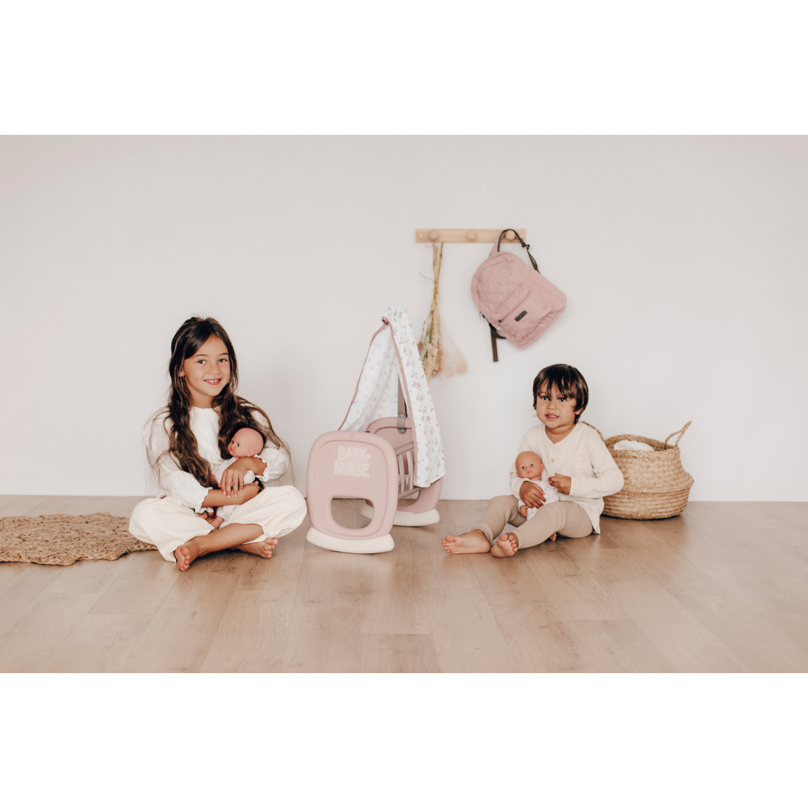 Ігровий набір Smoby Toys Колиска Baby Nurse з балдахіном Сіро-рожева (220373) зображення 4