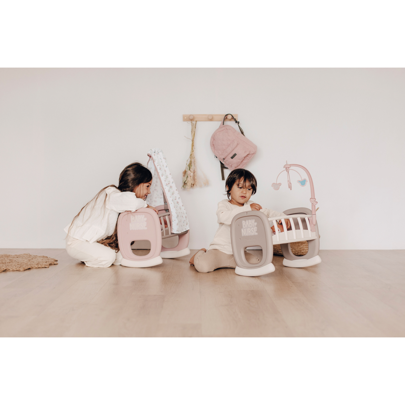 Ігровий набір Smoby Toys Колиска Baby Nurse з балдахіном Сіро-рожева (220373) зображення 5