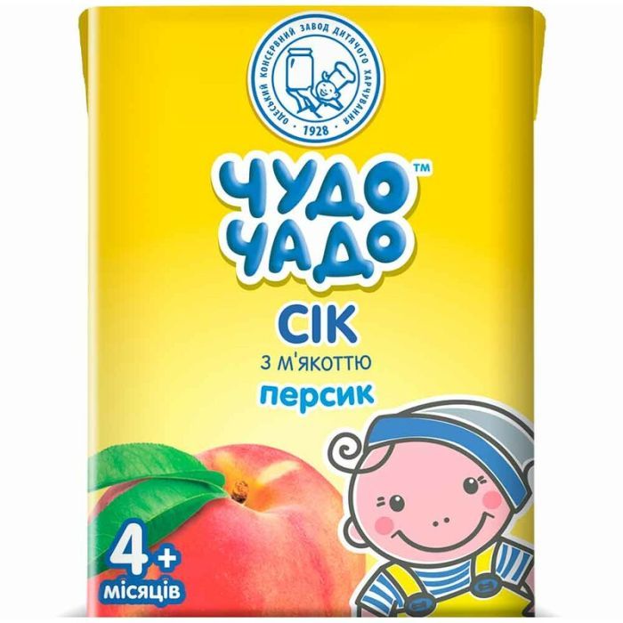 Сок детский Чудо-Чадо Персиковый с мякотью, сахаром и витамином C 0.2 л (4820016251687)