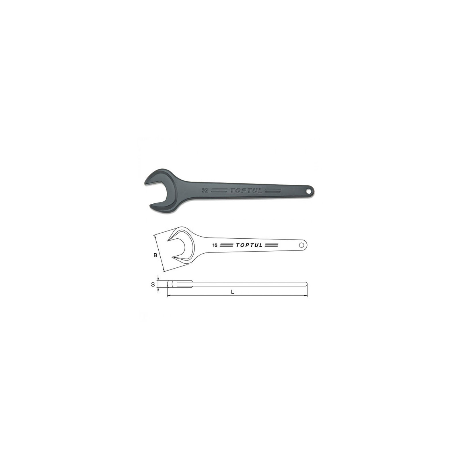 Ключ Toptul ріжковий односторонній (посилений) 19мм (AAAT1919) зображення 2
