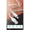 Дата кабель USB 2.0 AM to Lightning 2.0m US155 2.4A, Nickel Plating ABS Shell White Ugreen (20730) зображення 2