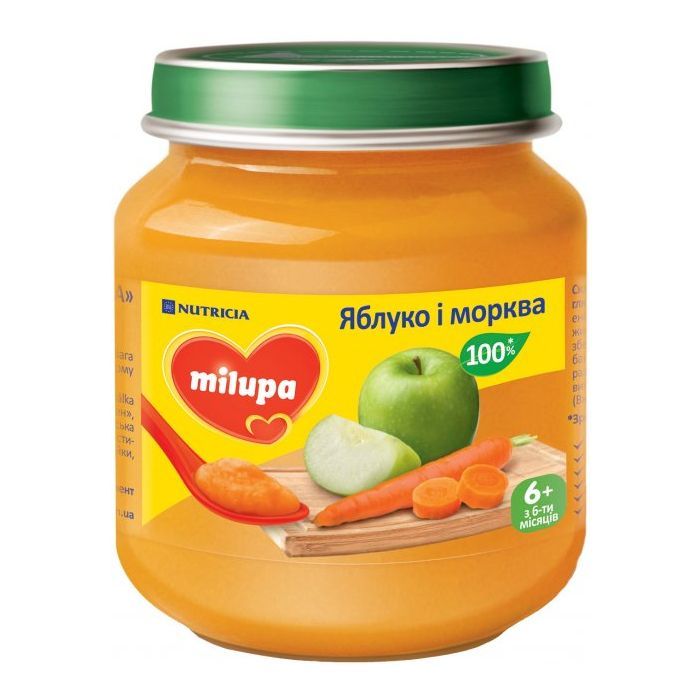 Дитяче пюре Milupa Яблуко та морква з 6 місяців 125 г (5900852051463)