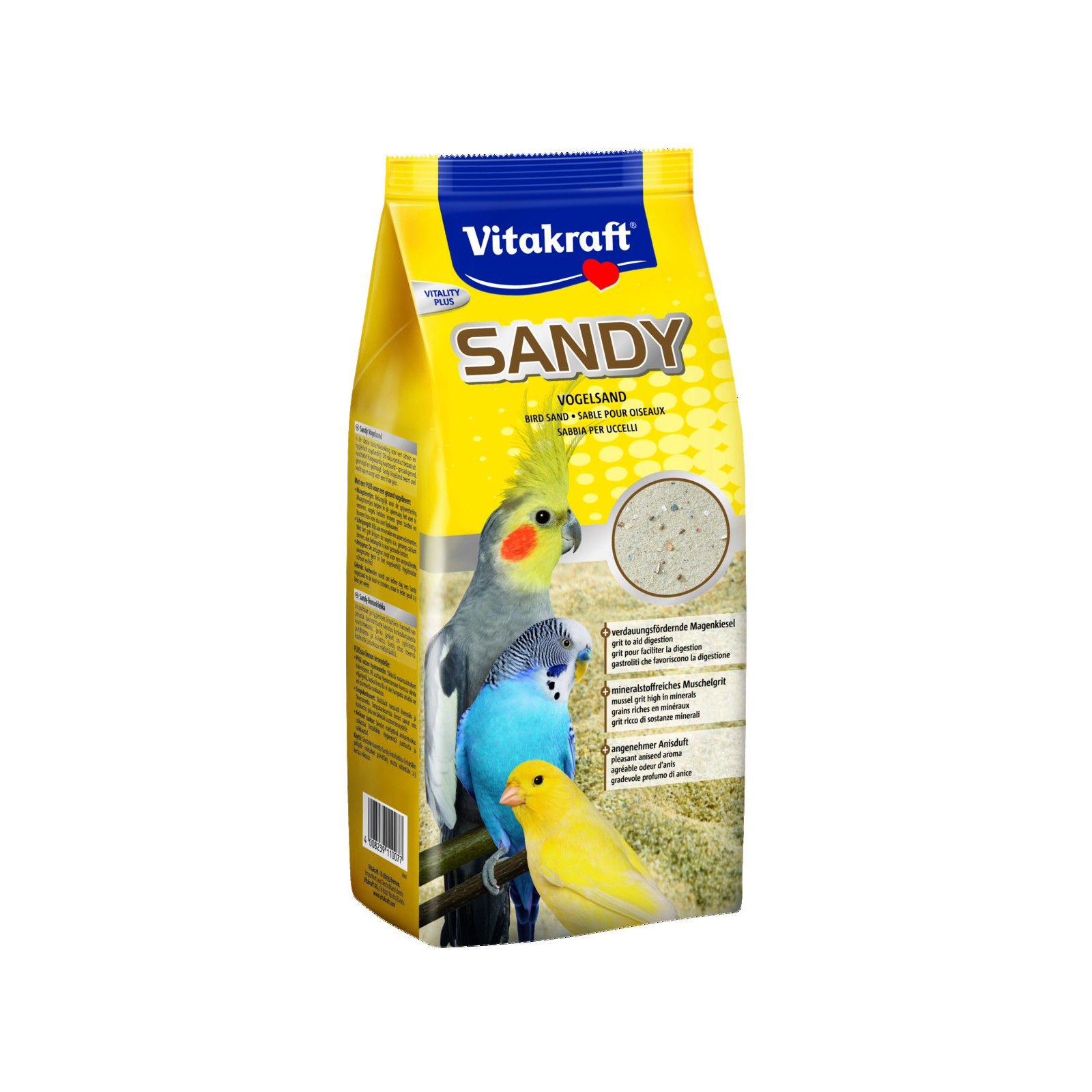 Песок для птиц Vitakraft Sandy 3-Plus минеральный впитывающий 2.5 кг (4008239110077)