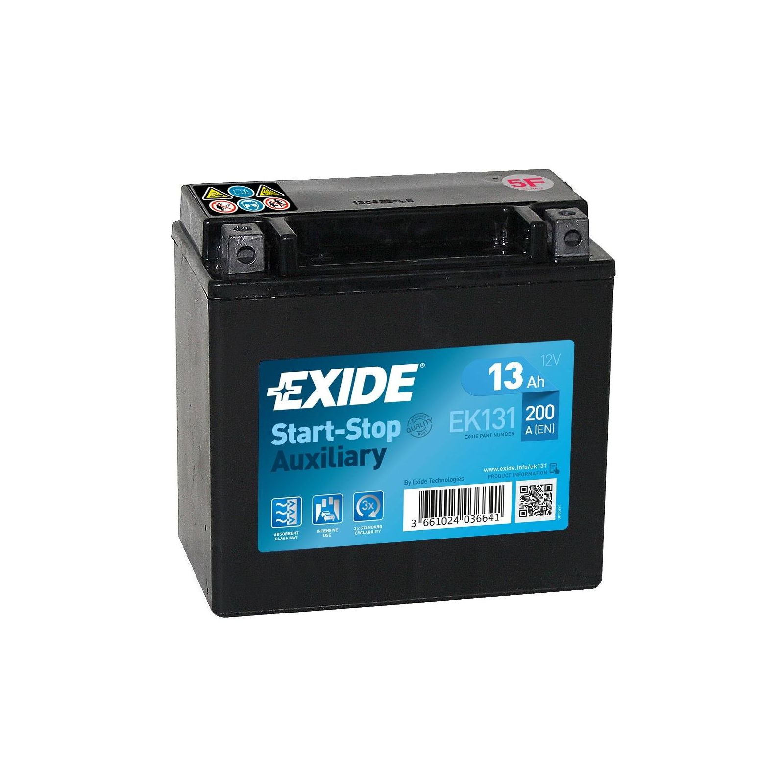Акумулятор автомобільний EXIDE START STOP AUXILIARY 13Ah (+/-) (200CCA) (EK131)