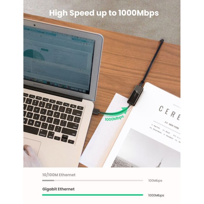 Переходник USB 3.0 to Ethernet RJ45 1000 Mb CR111 Black Ugreen (20256) изображение 2