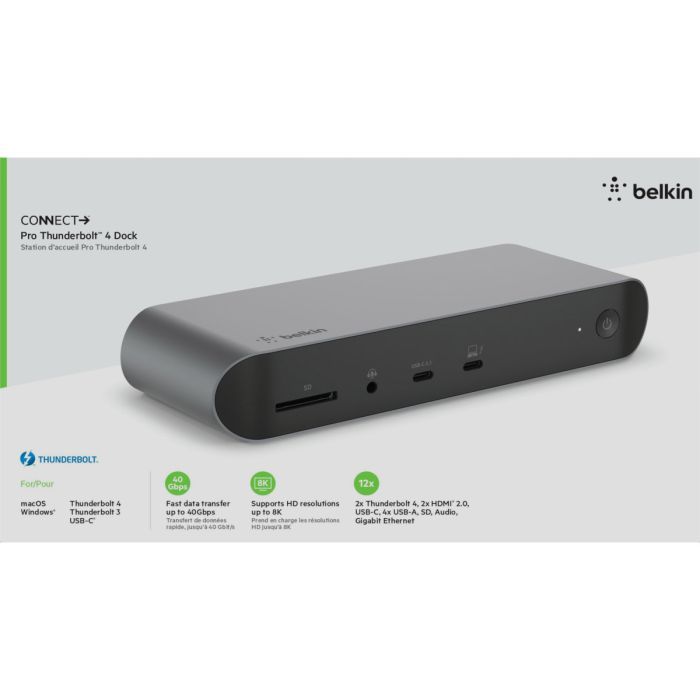 Порт-репликатор Belkin USB-C Pro Thunderbolt 4 Dock Triple Display Dock 8K (INC006VFSGY) изображение 7
