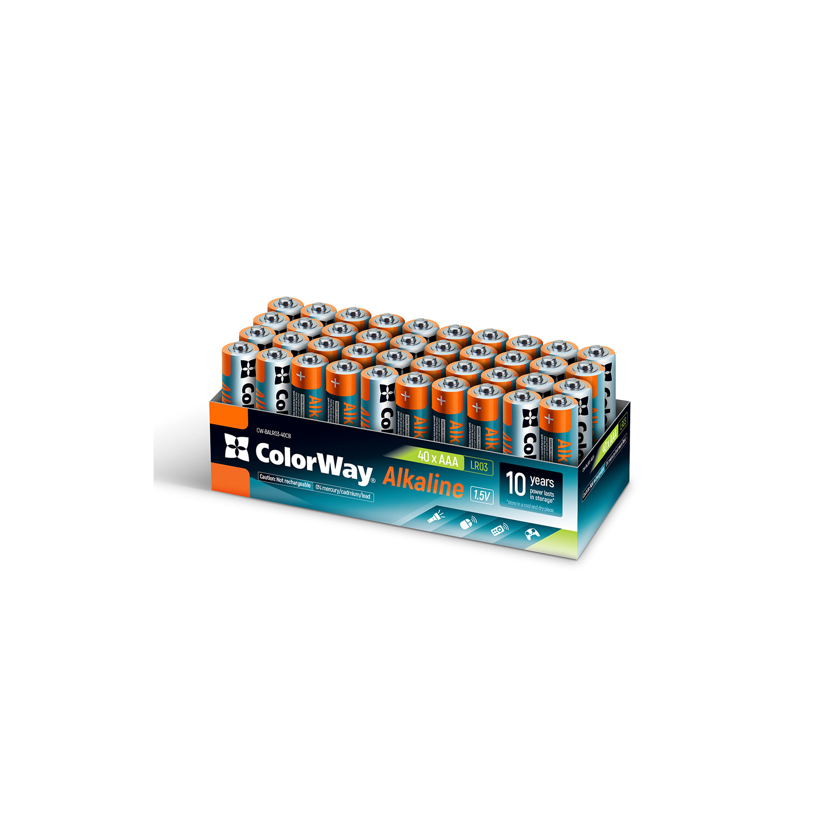 Батарейка ColorWay AAA LR6 Alkaline Power (щелочные) * 40 colour box (CW-BALR03-40CB)