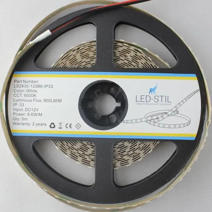 Світлодіодна стрічка LED-STIL 6000K 8,6 Вт/м 2835 120 діодів IP33 12 Вольт 900 lm (LS2835-120B6-IP33) зображення 3