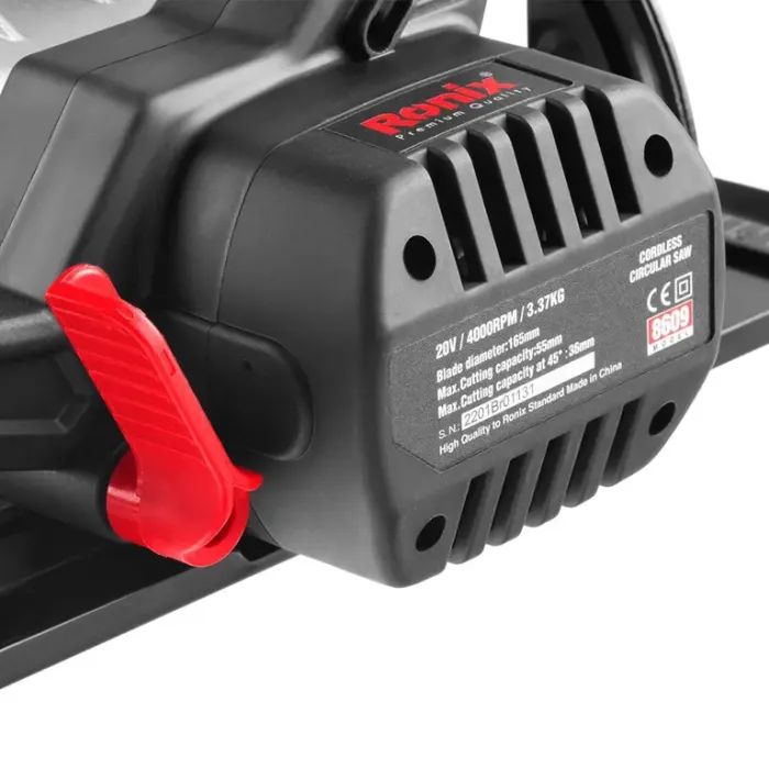 Дисковая пила Ronix циркулярная 20Вт, 165мм, 4Ah x 2 (8609) изображение 7