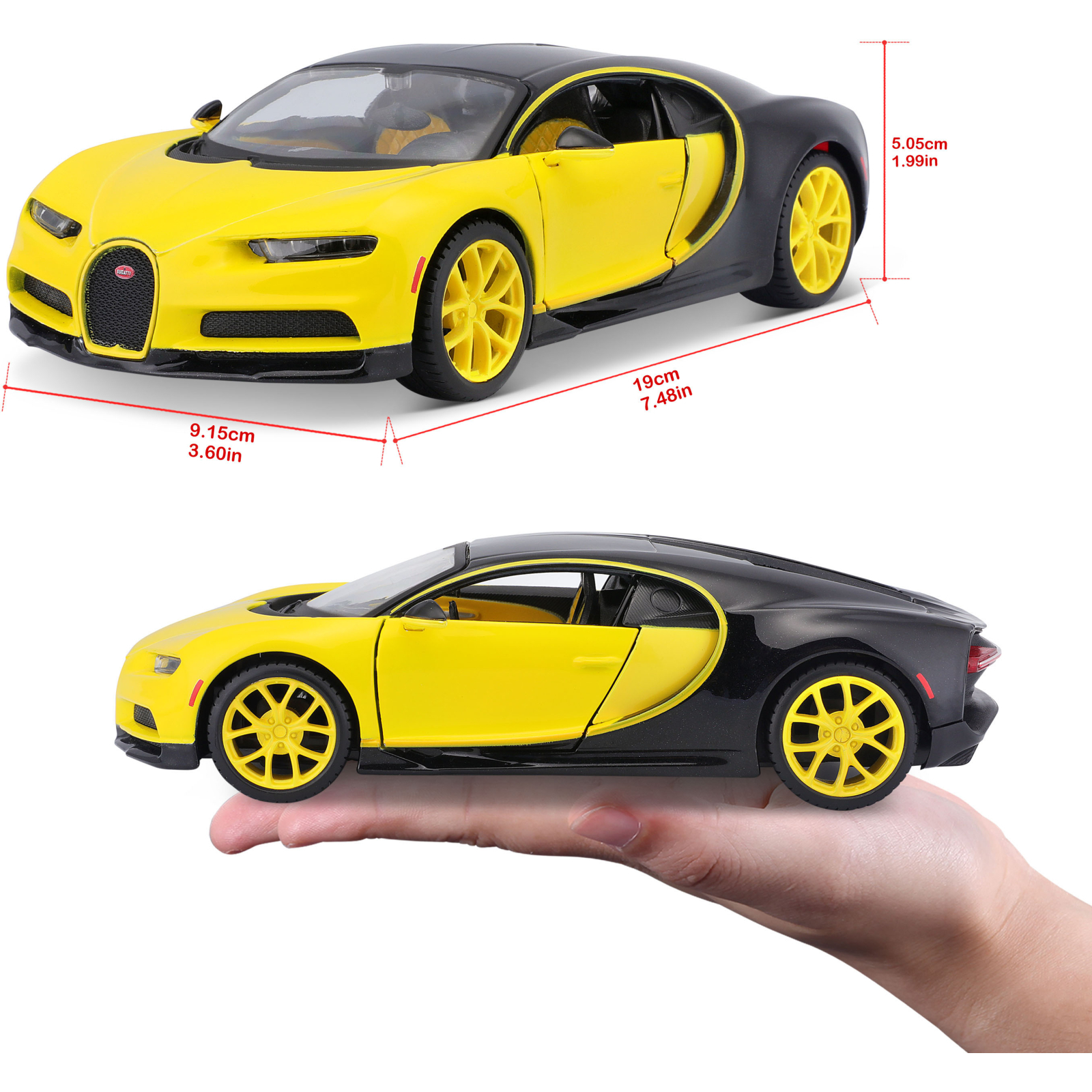 Машина Maisto Bugatti Chiron 1:24 Чорно-жовта (31514 black/yellow) зображення 19