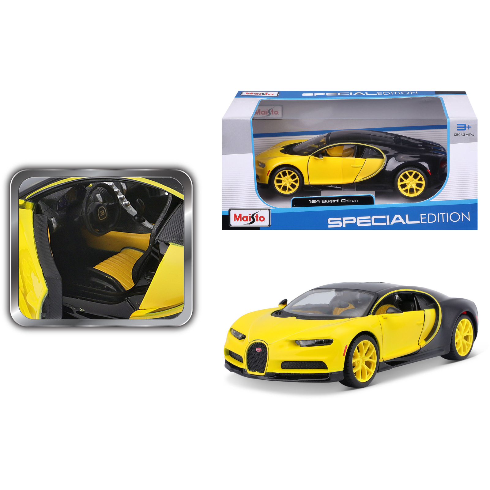 Машина Maisto Bugatti Chiron 1:24 Чорно-жовта (31514 black/yellow) зображення 4