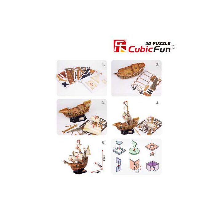 Пазл Cubic Fun Тривимірна головоломка-конструктор Корабель Санта Марія (T4008h) зображення 3