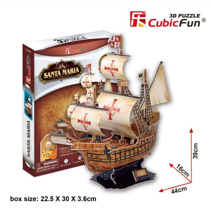 Пазл Cubic Fun Тривимірна головоломка-конструктор Корабель Санта Марія (T4008h) зображення 9