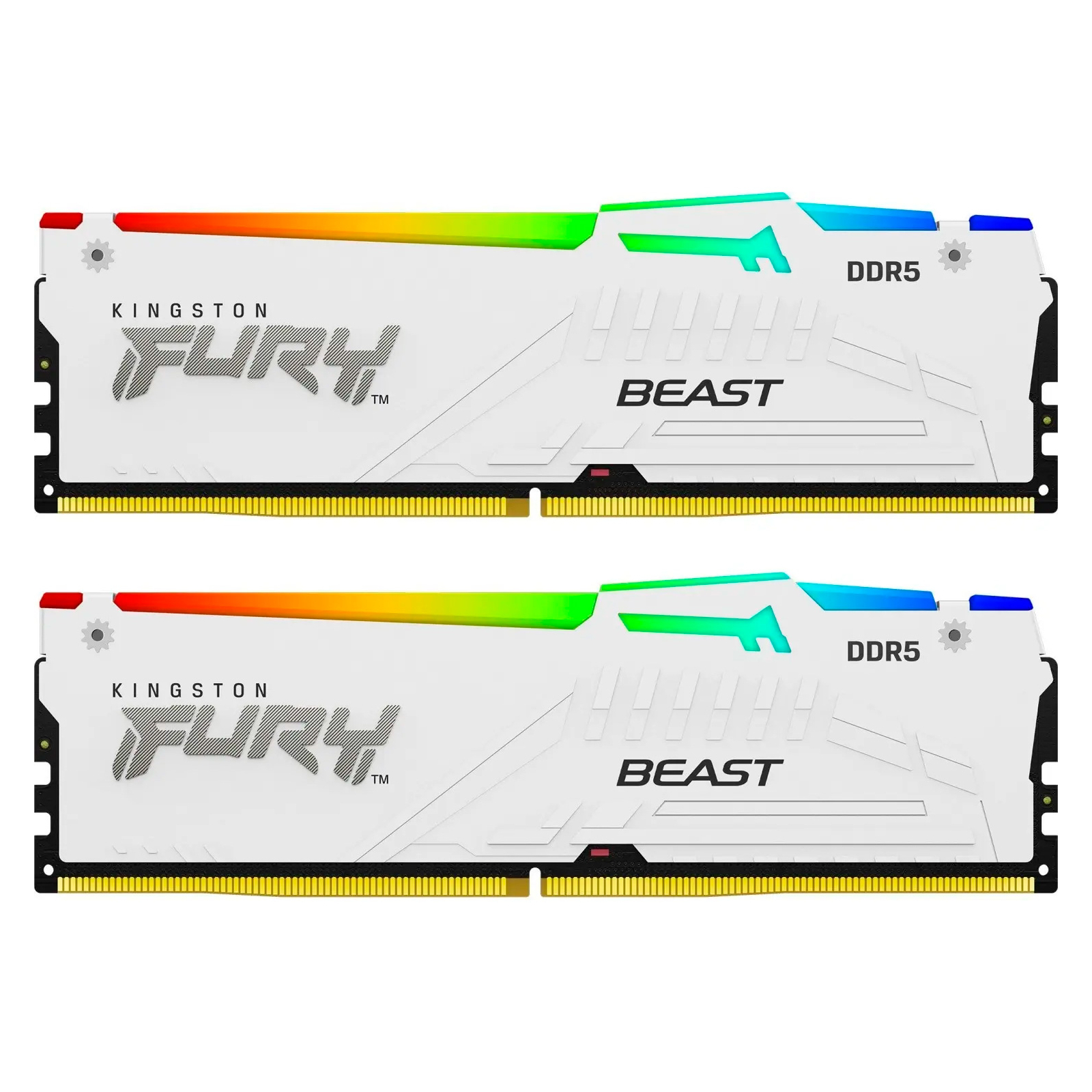 Модуль пам'яті для комп'ютера DDR5 64GB (2x32GB) 5600 MHz FURY Beast White RGB Kingston Fury (ex.HyperX) (KF556C40BWAK2-64)