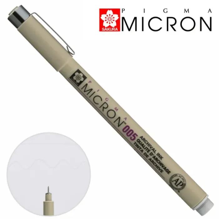 Лайнер Sakura Pigma Micron (0.05) 0,2мм светлый Серый (084511332881) изображение 4