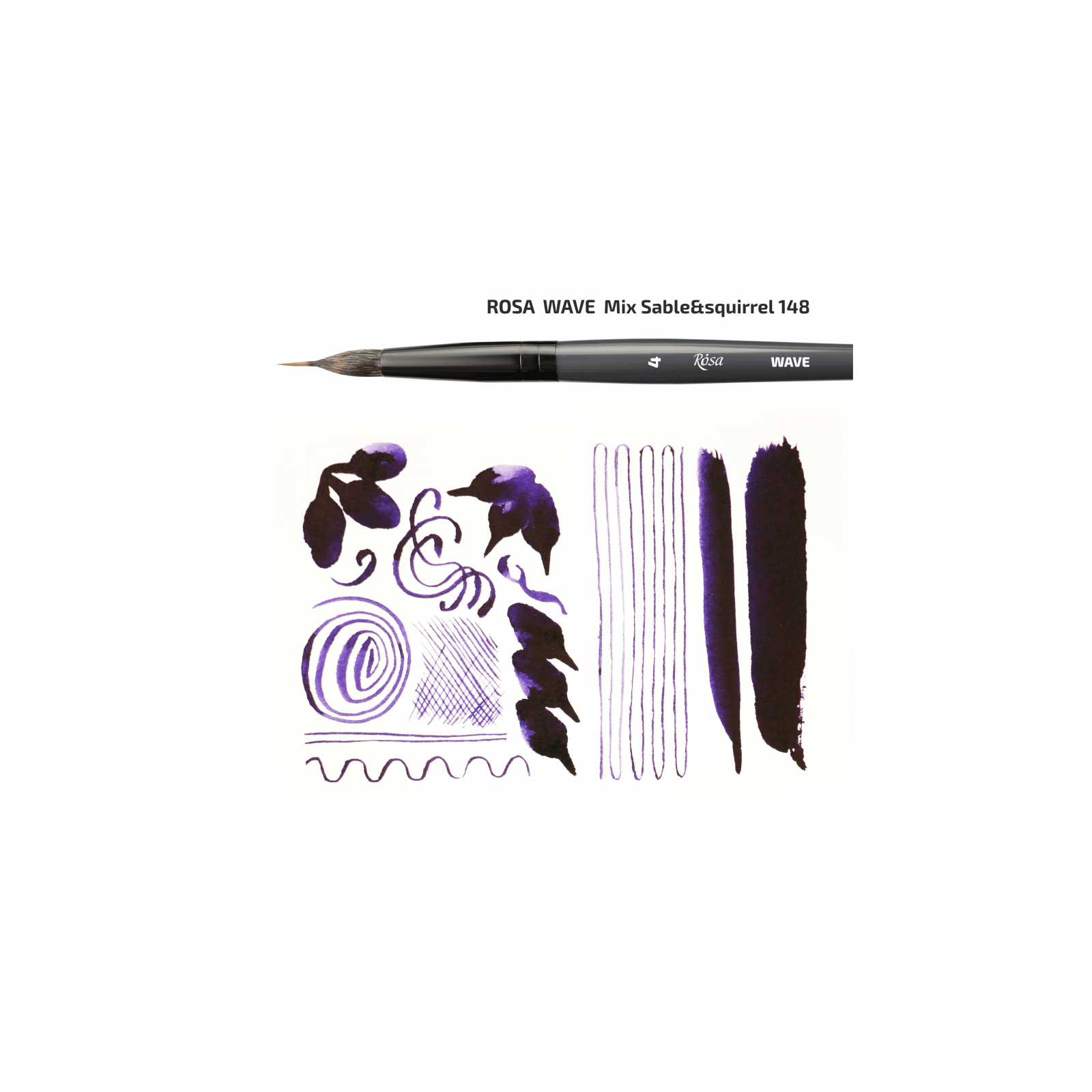 Кисточка для рисования Rosa Микс белка/соболь круглый, лайнер, WAVE 148, № 6 (4823098516828) изображение 3