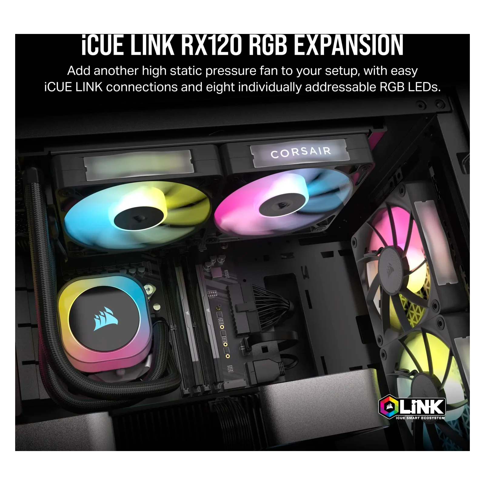 Кулер для корпуса Corsair iCUE Link RX120 RGB PWM Triple Pack (CO-9051018-WW) изображение 5