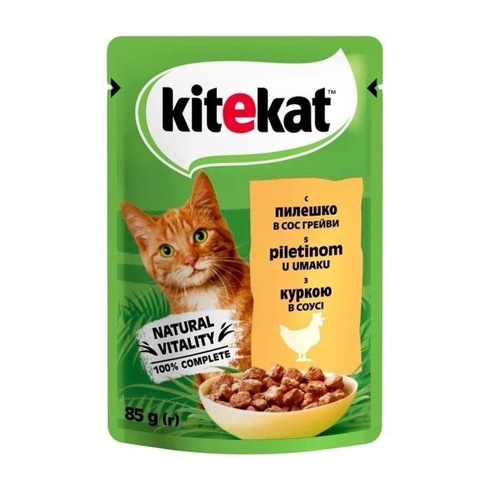 Вологий корм для кішок Kitekat з куркою в соусі 85 г (5900951307355)