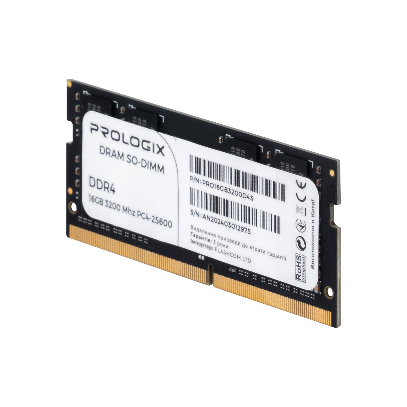 Модуль пам'яті для ноутбука SoDIMM DDR4 16GB 3200 MHz Prologix (PRO16GB3200D4S) зображення 3