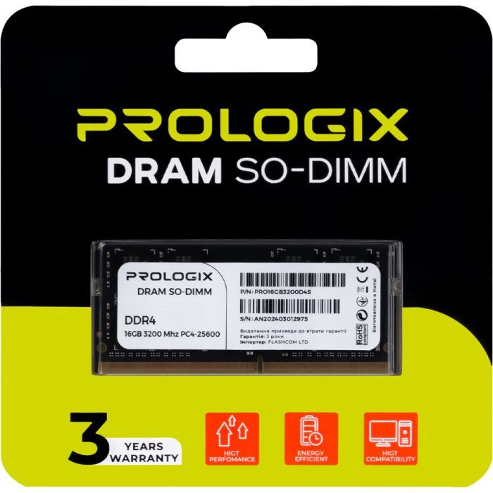 Модуль пам'яті для ноутбука SoDIMM DDR4 8GB 3200 MHz Prologix (PRO8GB3200D4S) зображення 4