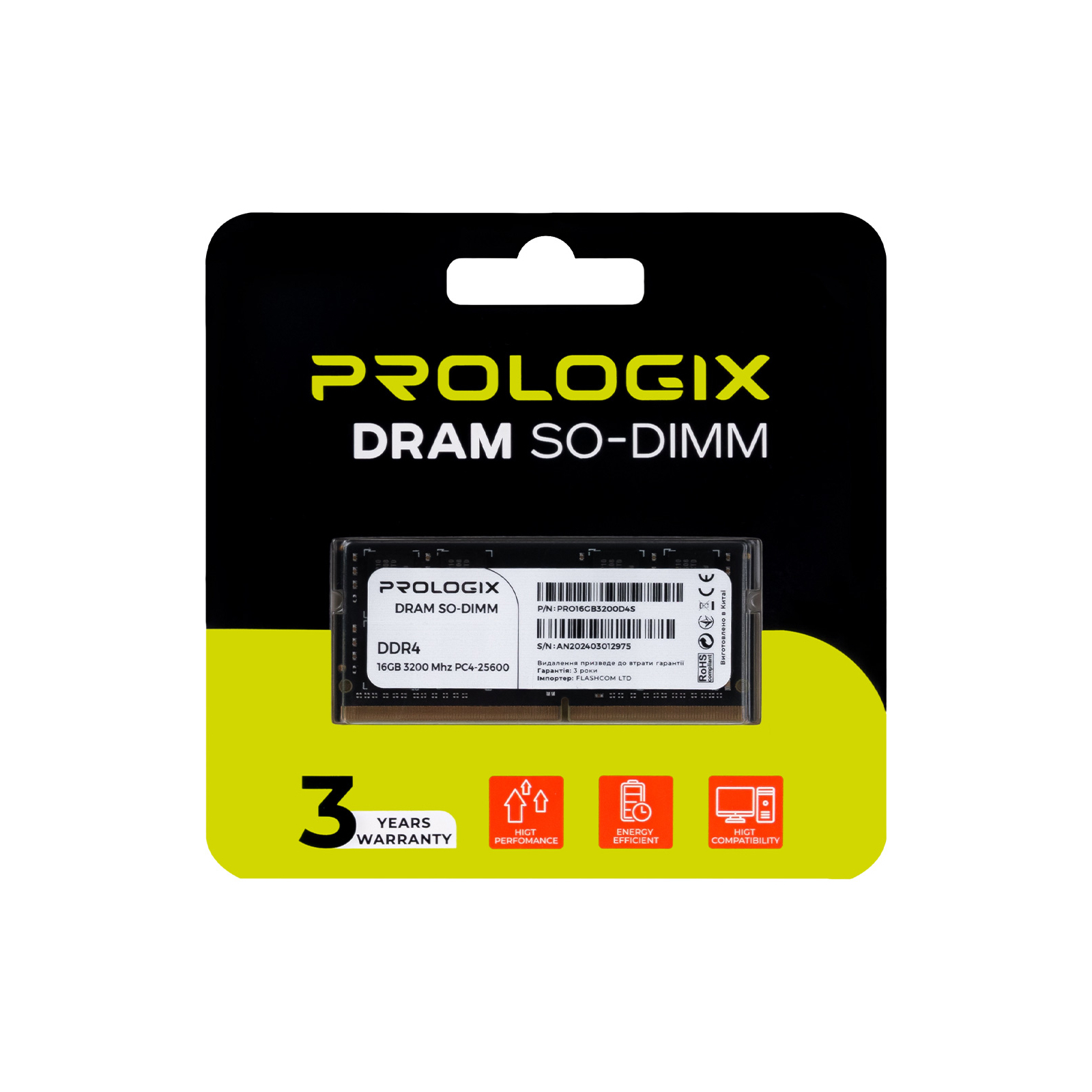 Модуль памяти для ноутбука SoDIMM DDR4 16GB 3200 MHz Prologix (PRO16GB3200D4S) изображение 4