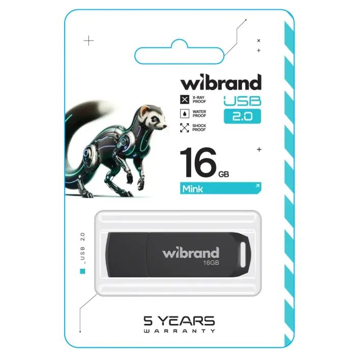 USB флеш накопитель Wibrand 64GB Mink Black USB 2.0 (WI2.0/MI64P4B) изображение 2