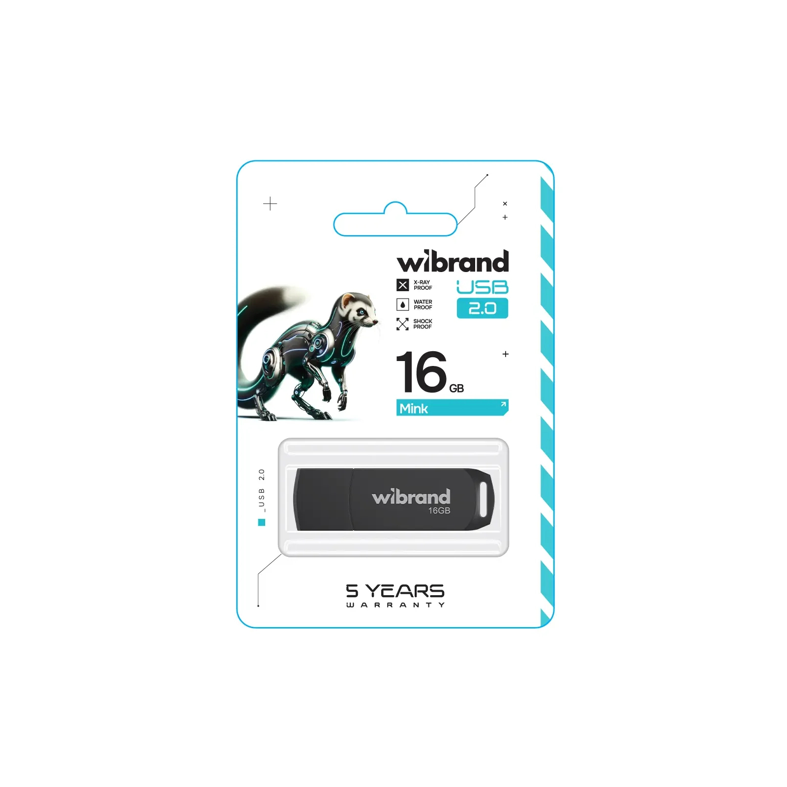 USB флеш накопитель Wibrand 16GB Mink Black USB 2.0 (WI2.0/MI16P4B) изображение 2