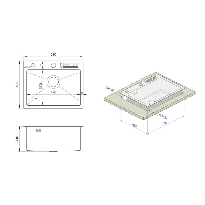 Мойка кухонная Nett NS-5245 (041525) изображение 6