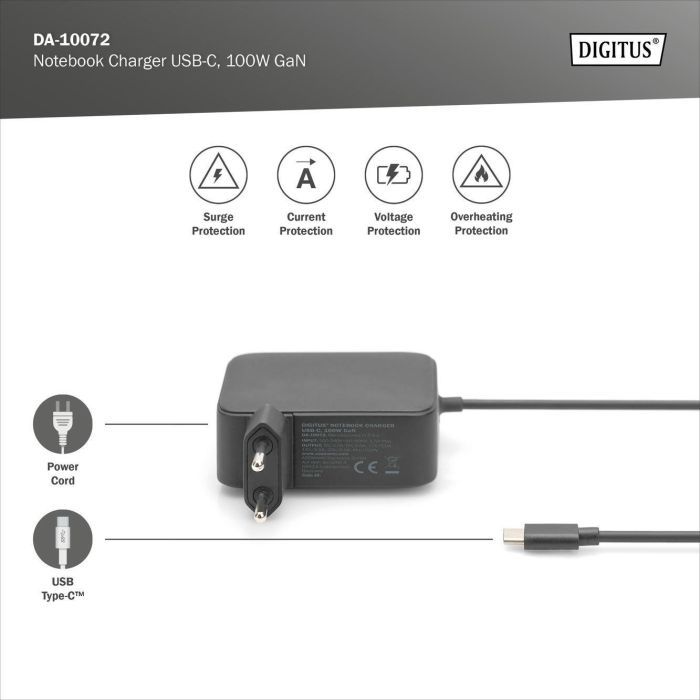 Блок питания к ноутбуку Digitus 100W USB-C GaN (DA-10072) изображение 5
