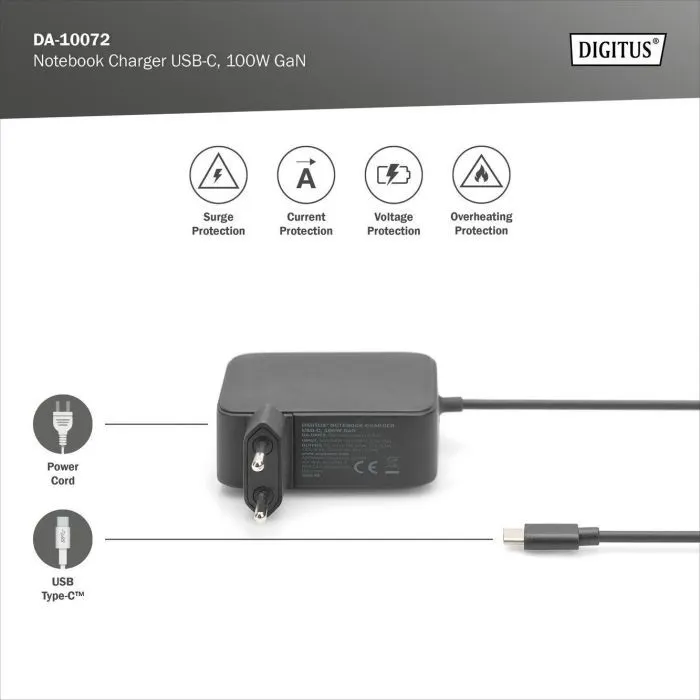 Блок питания к ноутбуку Digitus 100W USB-C GaN (DA-10072) изображение 5