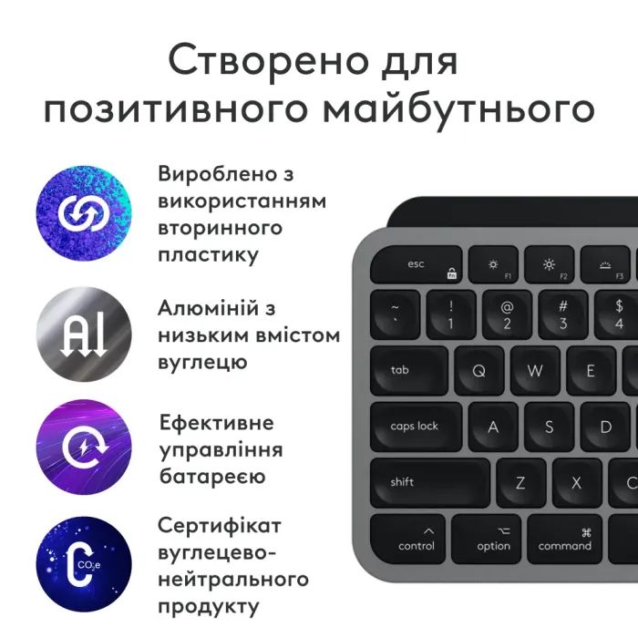 Клавиатура Logitech MX Keys S для MAC Bluetooth/Wireless UA Pale Grey (920-011638) изображение 4
