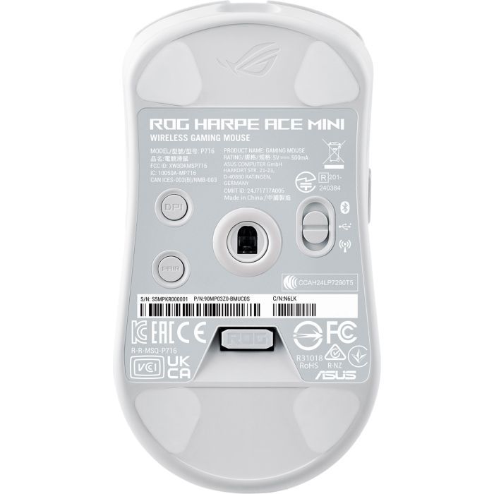 Мышка ASUS ROG Harpe Ace Mini Wireless/Bluetooth/USB White (90MP03Z0-BMUA10) изображение 7