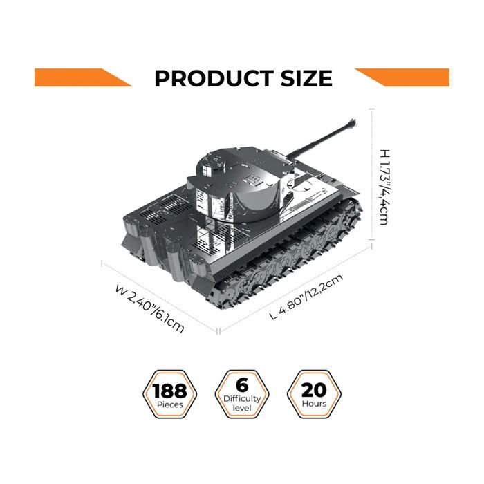 Конструктор Metal Time Колекцiйна модель Ponderous Panzer Heavy Tank Важкий танк Тигр (MT020) зображення 7