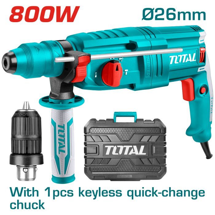 Перфоратор Total TH308268-2 SDS-Plus, 800Вт, 0-4000об/мхв + патрон (TH308268-2) зображення 5