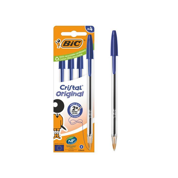 Ручка масляная Bic Cristal, синяя, 4 шт (bc516332)